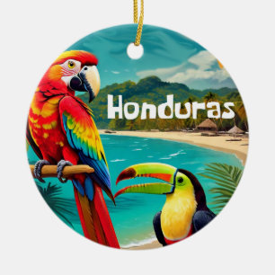 Poster Retro Viaje from Honduras Ceramic Tree Decoration