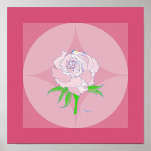 Poster - Rose on Geometric Background
