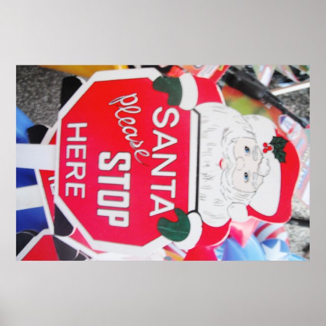 Poster Santa & Stop Here Sign (Front)