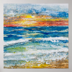 Poster - Sea Waves Sunset