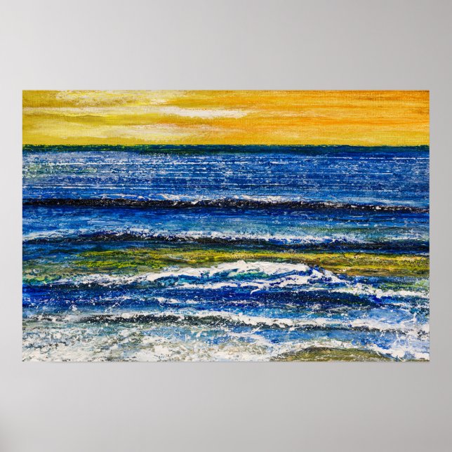 Poster - Seaside Sunset And Sea Waves (Front)