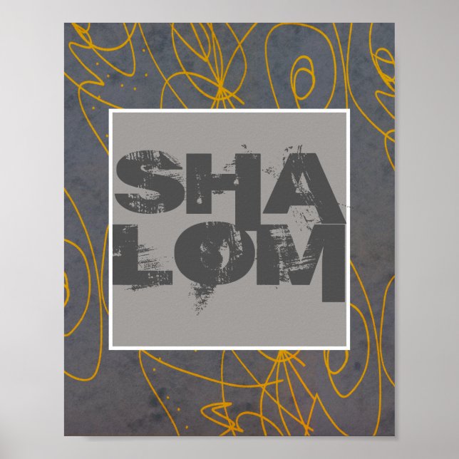 poster Shalom on yellow and grey abstract art (Front)