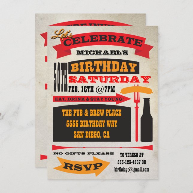 Poster Style 50th Birthday Celebration Invitation (Front/Back)