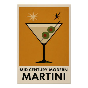 Poster Style Mid Century Modern Martini