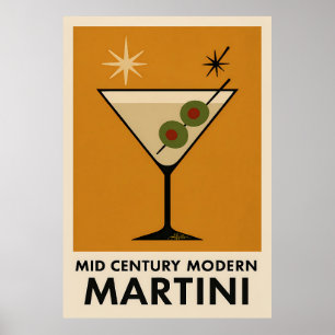 Poster Style Mid Century Modern Martini