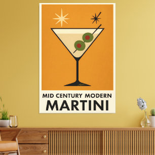 Poster Style Mid Century Modern Martini Canvas Print
