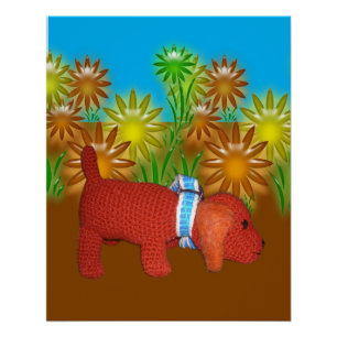 Poster - Toy Dog Among Flowers