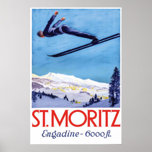 Poster Travelling Switzerland St Moritz Ski