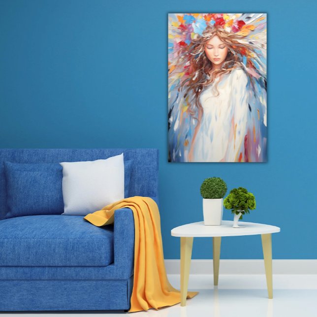 Poster Vibrant Abstract Angel Peaceful, Painterly (Vibrant Abstract Angel Poster Peaceful, Painterly Art for Any Age)