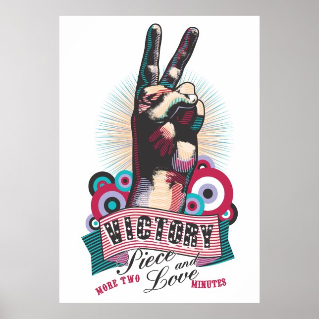 Poster – Victory Peace & Love Pop-Art Design (Front)