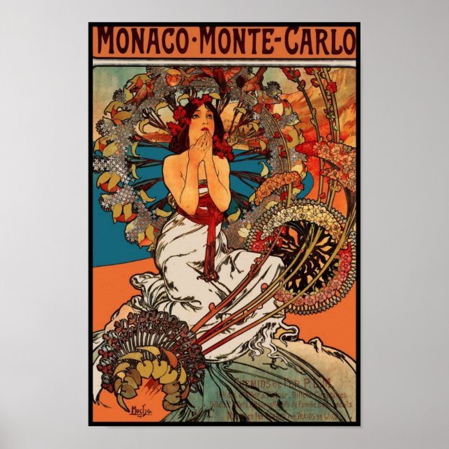 Poster Vintage Art Alfons Mucha Monaco Monte Carlo (Front)