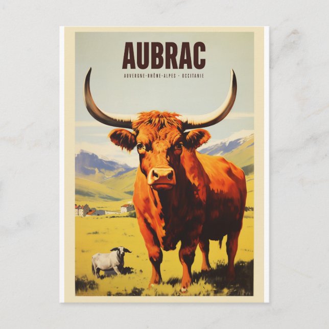 Poster vintage Aubrac - Auvergne-Rhône-Alpes - Fr Postcard (Front)