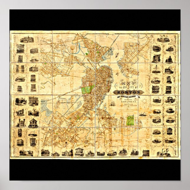 Poster-Vintage Boston Maps-20 Poster (Front)