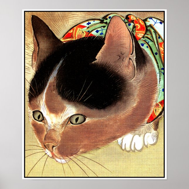 Poster: Vintage Cat Art: "Curious Kitty Cat" Poster (Front)