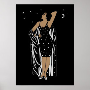 Poster Vintage Glamour Girl Black White No Frame