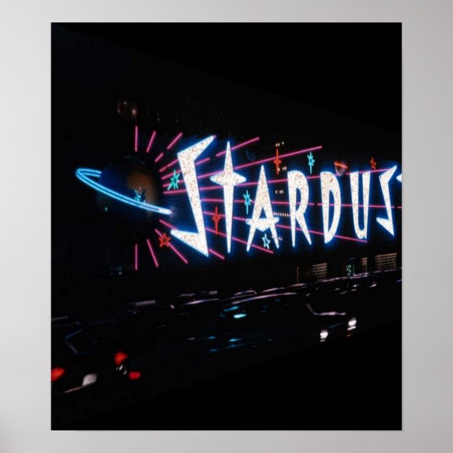 POSTER ~ VINTAGE LAS VEGAS STARDUST SIGN AT NIGHT (Front)