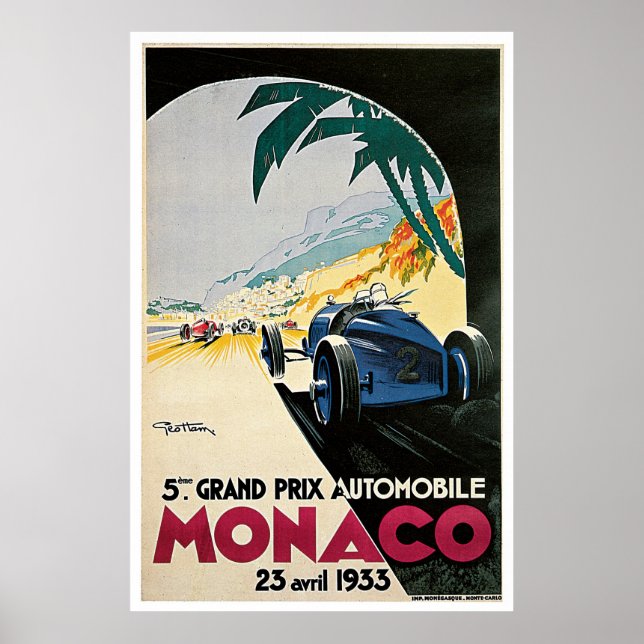 Poster Vintage Monaco Grand Prix 1933 (Front)