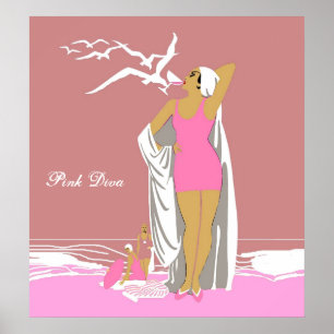 Poster Vintage Retro Pink Girl Diva 2