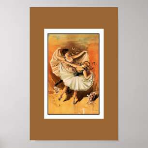 Poster Vintage Theatre Two Ballet Dancers