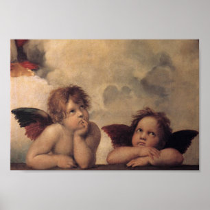 Poster with angels painting