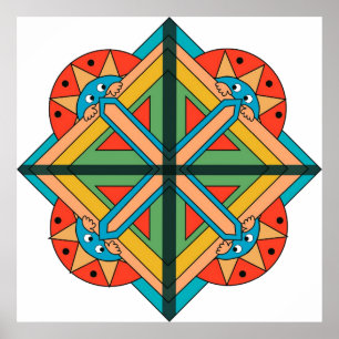 Poster with Art Deco Theme and Funny Faces