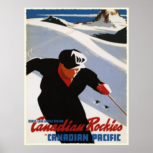Poster with Canadian Rockies Ski Print (Front)