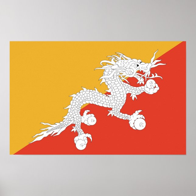 Poster with Flag of Bhutan (Front)