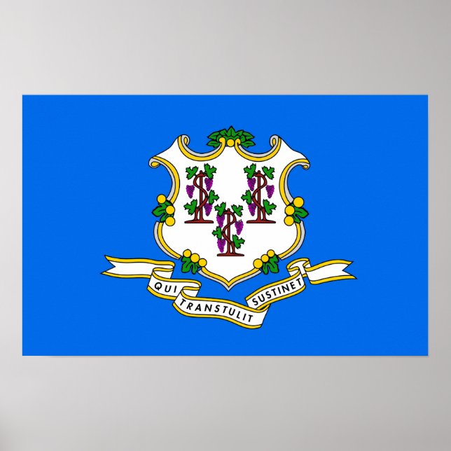 Poster with Flag of Connecticut, U.S.A. (Front)