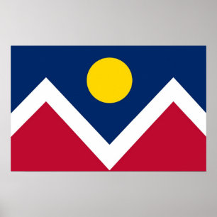 Poster with Flag of Denver, Colorado, U.S.A.