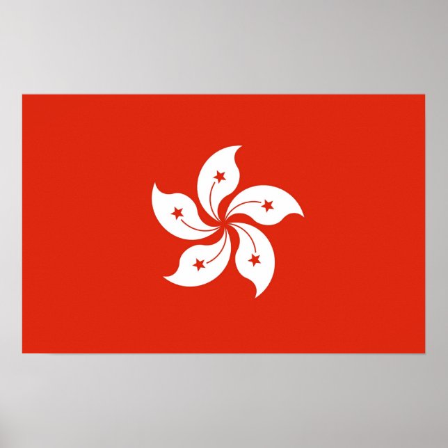 Poster with Flag of Hong Kong, China (Front)