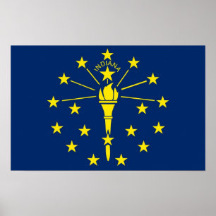 Poster with Flag of Indiana, U.S.A.