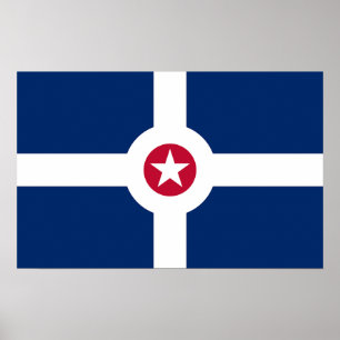 Poster with Flag of Indianapolis, USA