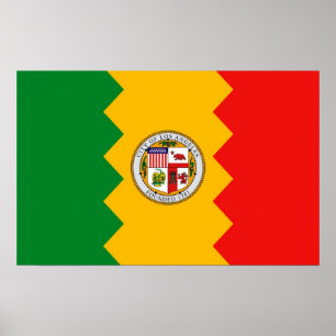 Poster with Flag of Los Angeles,California, U.S.A.