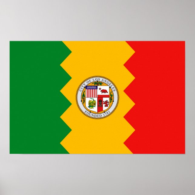 Poster with Flag of Los Angeles,California, U.S.A. (Front)