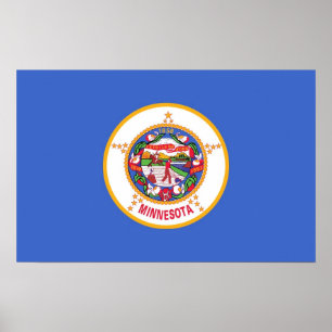 Poster with Flag of Minnesota, U.S.A.
