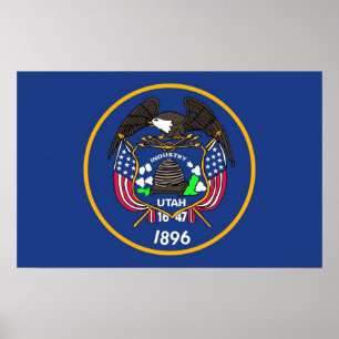 Poster with Flag of Utah, U.S.A.
