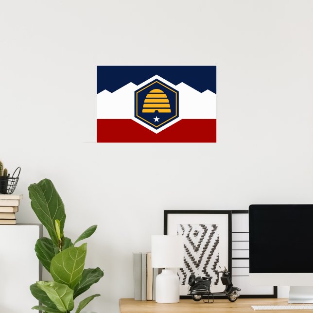 Poster with Flag of Utah, USA (Home Office)
