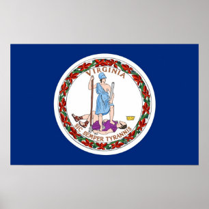 Poster with Flag of Virginia, U.S.A.