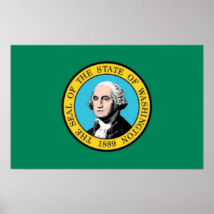Poster with Flag of Washington, U.S.A.