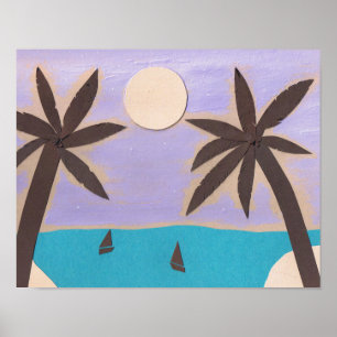 Poster with Palm Trees and a Turquoise Sea