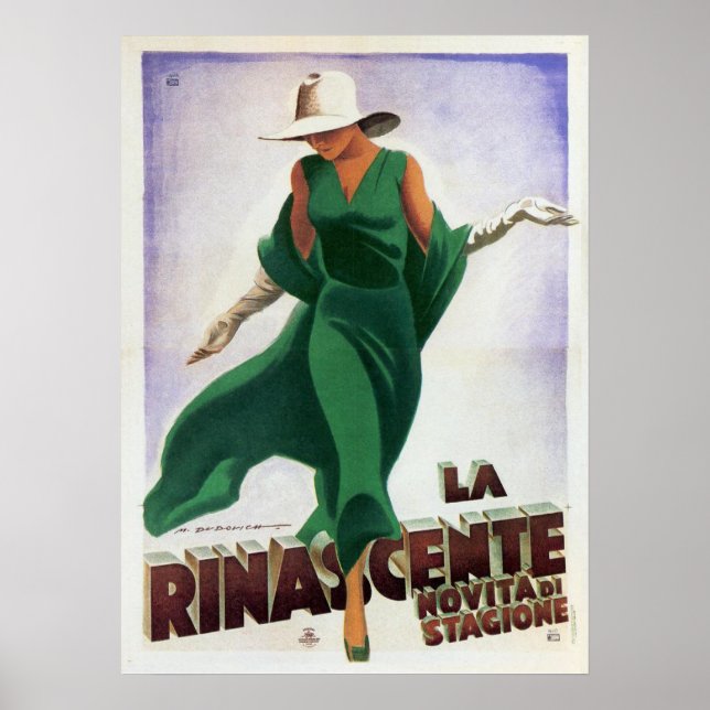 Poster with Vintage Italian Fashion Print (Front)