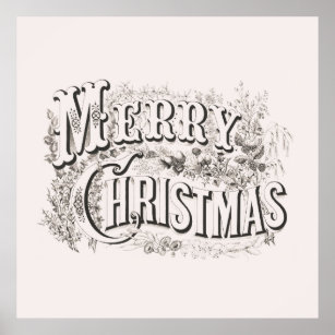 POSTER WITH VINTAGE "MERRY CHRISTMAS" TEXT