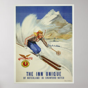 Poster with Vintage Skiing Print