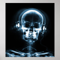POSTER- X-RAY MUSIC SKELETON BLACK BLUE