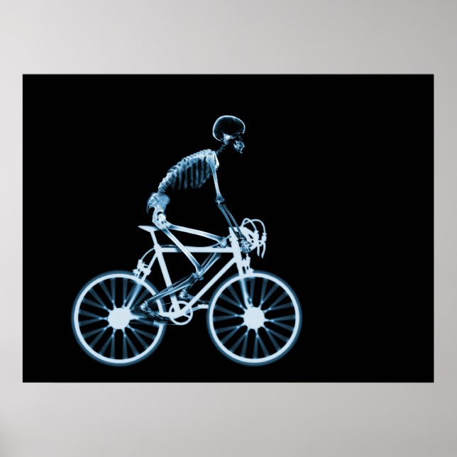 POSTER - X-RAY SKELETON BIKING BLACK BLUE (Front)