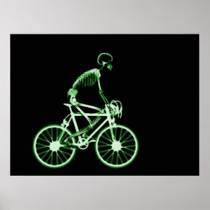 POSTER - X-RAY SKELETON BIKING BLACK GREEN