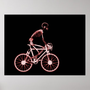 POSTER - X-RAY SKELETON BIKING BLACK RED