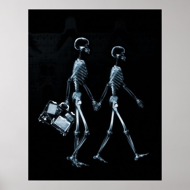Poster X-Ray Skeleton Couple Travelling Black Blue (Front)