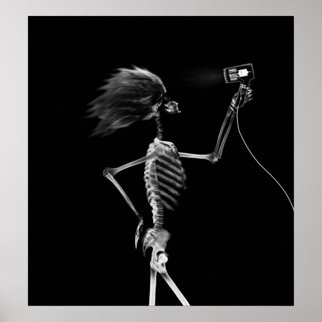 POSTER - X-RAY SKELETON HAIR STYLING B&W (Front)