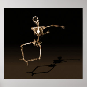 POSTER - X-RAY SKELETON JOY LEAP BLK SEPIA